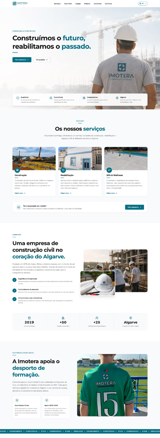 Site Imotera — primeira parte da página